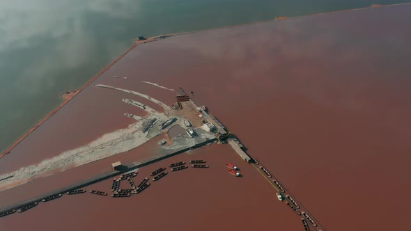 Aerial View. Panoramic Aerial View of Las Salinas, Famous Place Pink Lake. Coastline of Torrevieja alt