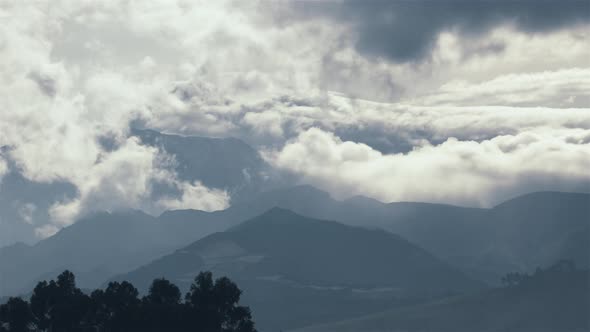 The Cayambe Mountain during a cloudy day as seen from Quitsato Sundial (close-up)