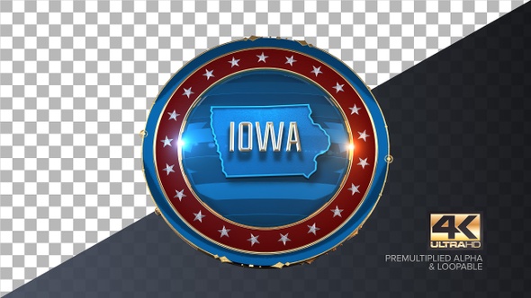 Iowa United States of America State Map with Flag 4K