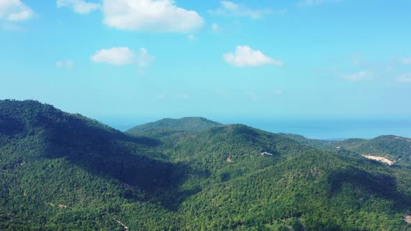 Aerial top down landscape of relaxing seashore beach lifestyle by blue green lagoon and white sandy  alt