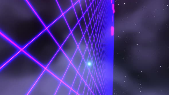 Retrofuturistic grid laser landscape