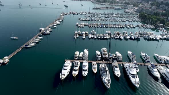 Boats and Yachts in Marina, Aerial View alt