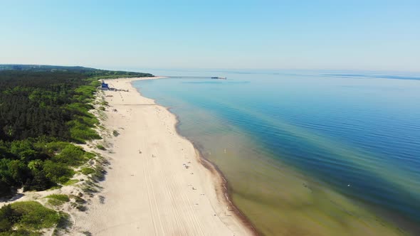Tranquil Lithuania Beach Aerial Panorama alt