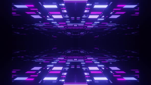 Fly Through Symmetrical Technology Cyberspace with Neon Glow alt