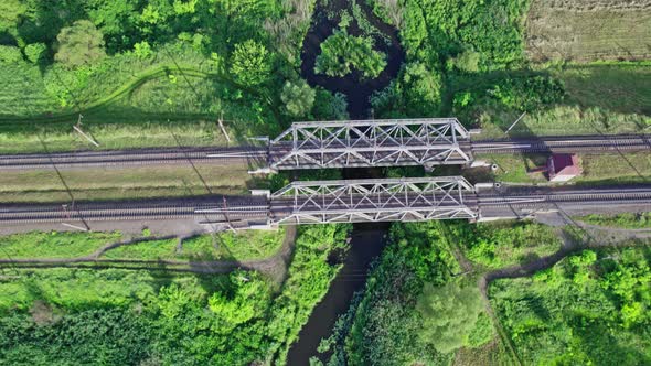 Railway Bridge Over the River Top View alt