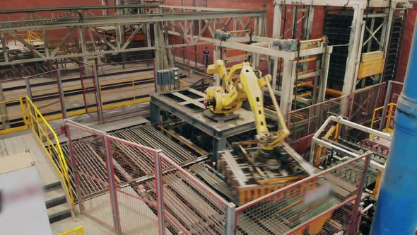 Production Unit with Robotic Equipment. Modern Automated Factory Equipment. alt