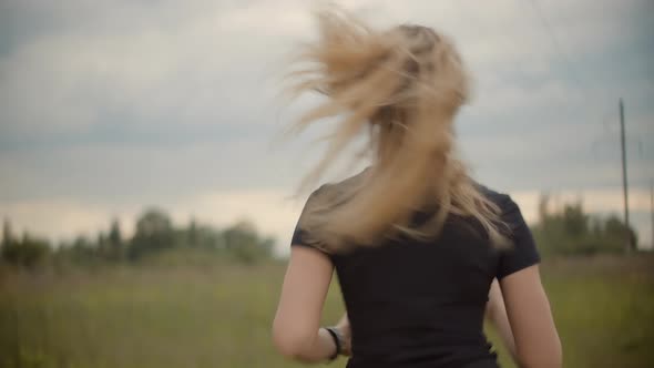 Fit Girl Cardio Training. Marathon Jogging On Trail. Half Marathon Endurance Jog. Running Legs. alt