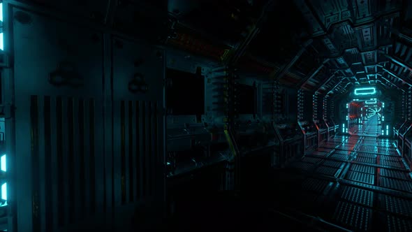 Flying Into Spaceship Tunnel Scifi Spaceship Corridor alt