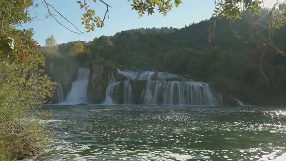 View of Waterfall Skradinski Buk in Krka National Park Croatia