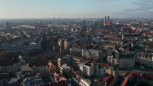 Beautiful City View Over Munich, Germany with Almost No Traffic at Isa Tor, Old City Gate  alt