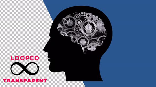 Human Head With Gears / Thinking Brain 4K alt