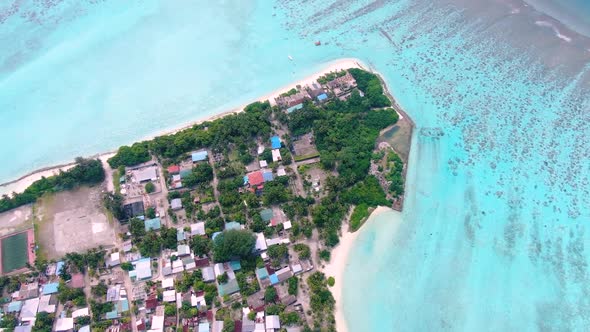 Drone Flying Along Wild Empty Maldive Island