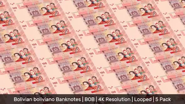 Bolivia Banknotes Money / Bolivian boliviano / Currency Bs. / BOB/ | 5 Pack | - 4K alt