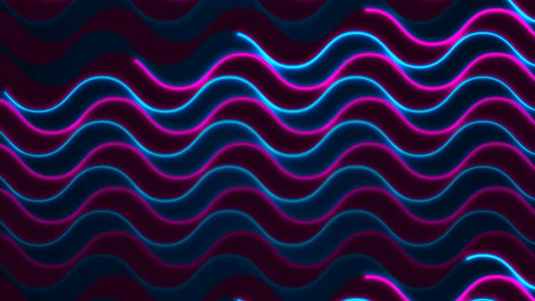 Blue purple neon curved wavy lines