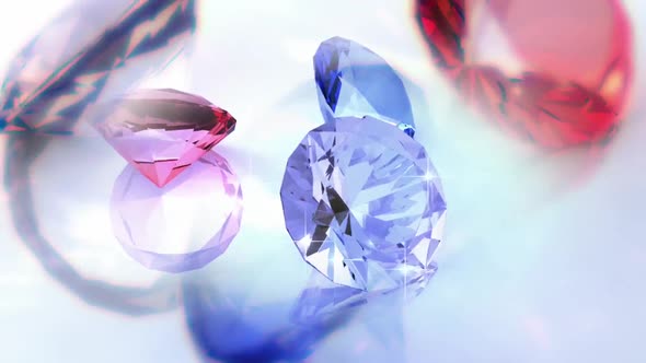 Colorful Diamonds Are Moving Glowing And Glittering