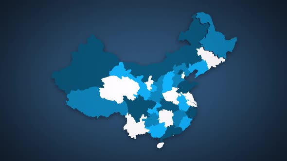 Motion Graphics Animated Map of China Forming - Blue