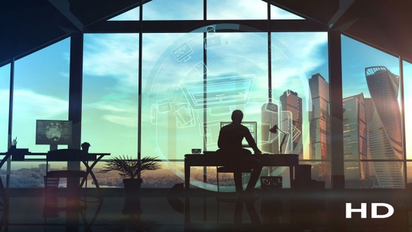 Male web designer working on infographic background HD alt