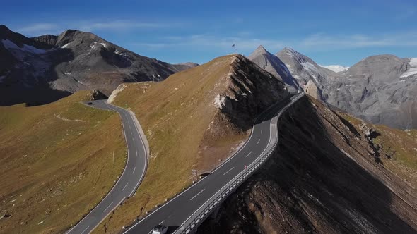 Aerial of Grossglockner Road, Austria alt