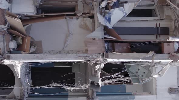 Vertical Video of a House Destroyed By the War in Ukraine alt