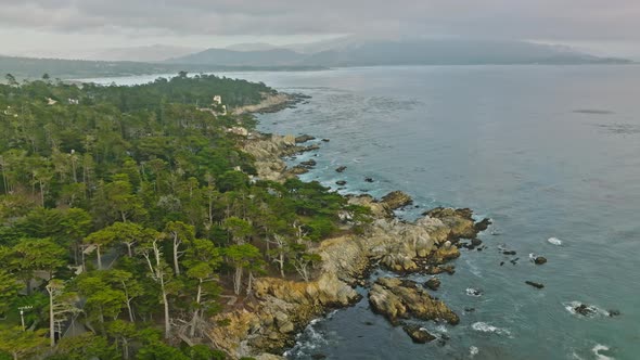 Nature park, along incredibly scenic coast with sea rocks alt