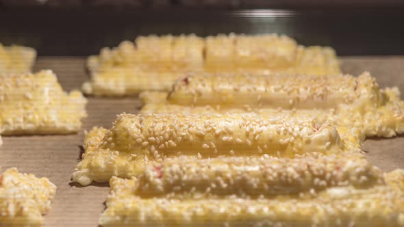 Time Lapse of Baking of Puff Pastry in Oven alt