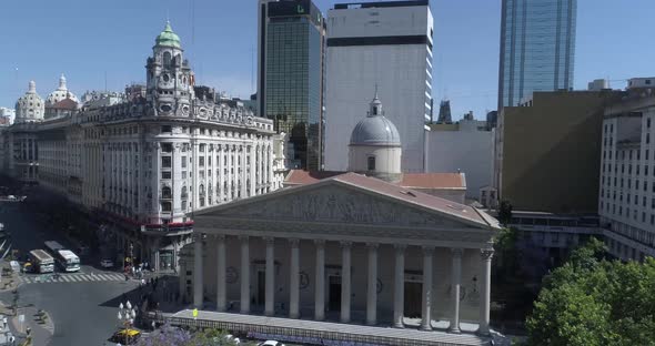 Aerial Scene of the Metropolitan Cathedral Argentina. Traveling up of Cathedral. alt