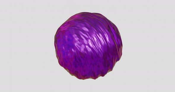 Colorful abstract shiny sphere spinning and deforming its shape on white background