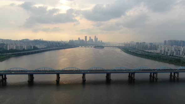 Seoul Han River Dongjak Bridge Traffic