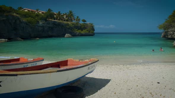 Playa Lagun Beach Cliff Curacao Beautiful Tropical Bay with White Sand and Blue Ocean Curacao alt