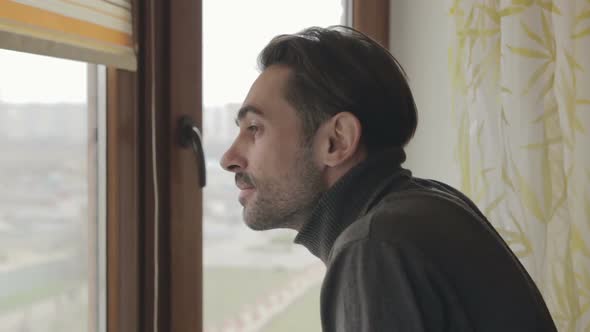 A Nice Man Came To the Window and Seen From Outside Overjoyed alt