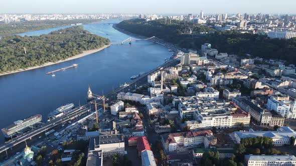 Kyiv Cityscape, Ukraine. Aerial View, Kiev. Slow Motion alt