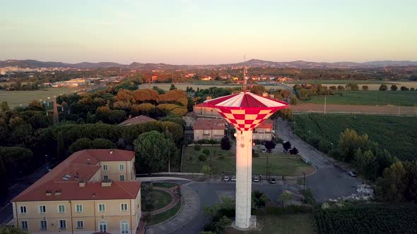 The Red Tall Tower in the Middle of the Rimini Beach Resort