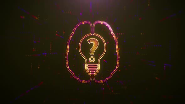 Scan Brain with Idea Bulb and Question Mark