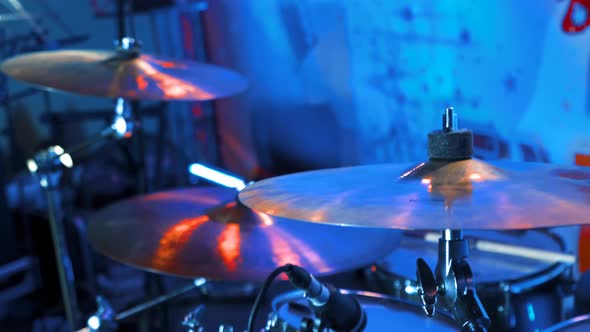 UHD Drum Kit on Stage with Soffits and Light Equipment alt