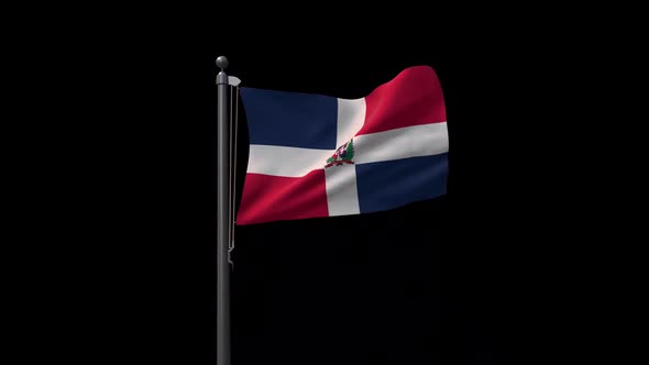 Dominican Republic Flag On Flagpole With Alpha Channel alt