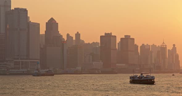 Hong Kong at Sunset Time