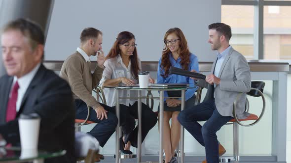 Groups of business people meeting, rack focus