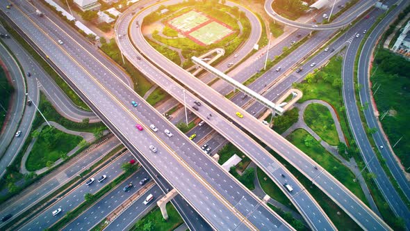 Stunning Aerial view drone shot above interchange alt