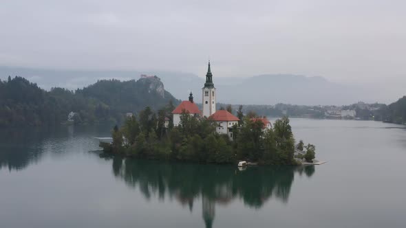 Aerial view of Bled Island, Slovenia
