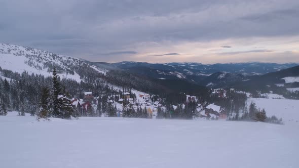 Mountain morning, ski resort Dragobrat, Carpathians, Ukraine alt