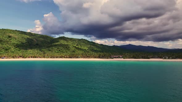 Drone Flight Over Blue Sea Towards Palawan Island alt