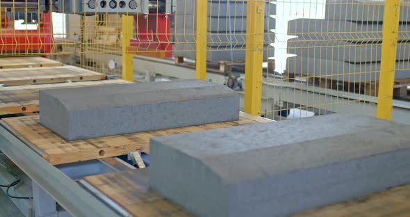 Production Line for the Production of Concrete Curbs Modern Equipment at the Factory alt