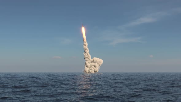 Ballistic Missile Launch From Underwater 4k