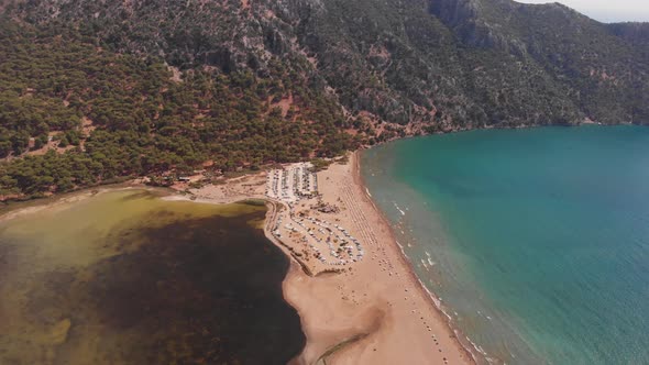 Aerial View of Iztuzu Beach Spawning Site of Red Data Book Relict Loggerhead Turtles Caretta Caretta alt