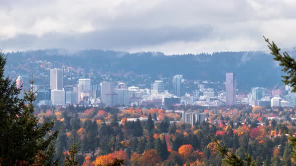 Dowtown Portland Oregon and Surrounding Neighborhoods in Autumn Time ...