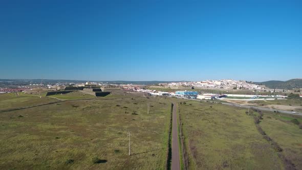 Aerial Drone View of Fort Nossa Senhora Da Graca in Elvas on Top of Monte Da Graca Portugal