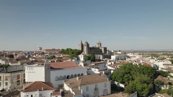 Aerial panorama Cathedral of Évora in the distance, Cityscape - Alentejo