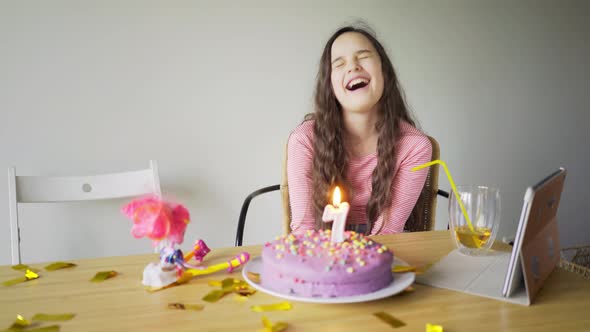 Alone Girl Celebrating Birthday Online