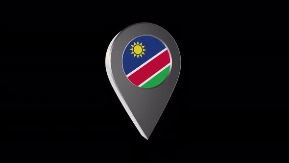 3d Animation Map Navigation Pointer With Namibia Flag With Alpha Channel - 4K alt