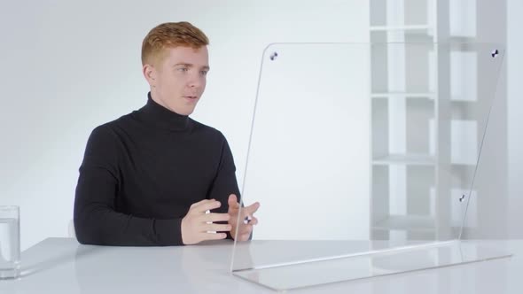 Caucasian Businessman Having Video Call alt